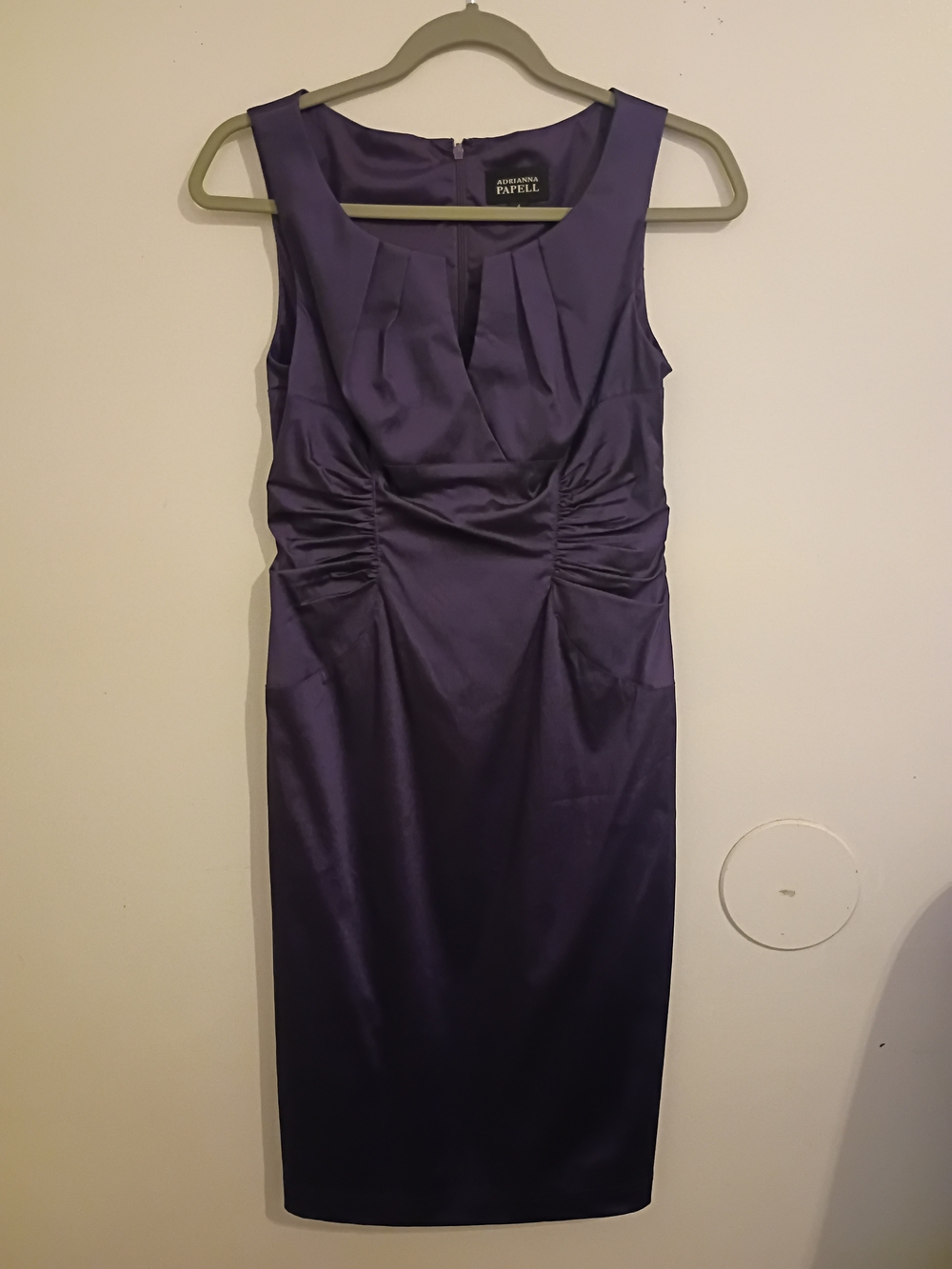 Adrianna‎ Papell Deep Purple Mini Ruched Dress Sz 4
